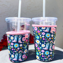 Load image into Gallery viewer, Coffee Cup Cover - Boots and Bouquets: Small / 16oz