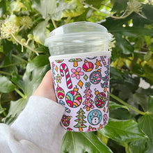 Load image into Gallery viewer, Coffee Cup Cover - Holiday Doodle: Large / 24oz