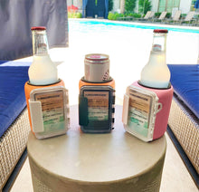 Load image into Gallery viewer, Kangaroozie (for slim cans & bottles) - Koozie with Pocket: Pink Foam/White Compartment