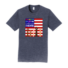 Load image into Gallery viewer, everyone is welcome here unisex tee- heather navy