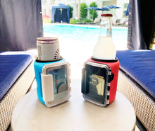 Load image into Gallery viewer, Kangaroozie (for slim cans & bottles) - Koozie with Pocket: Pink Foam/White Compartment