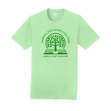 Load image into Gallery viewer, Carroll education coalition- mint unisex tee with green design