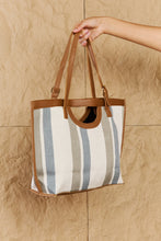 Load image into Gallery viewer, Fame Striped In The Sun Faux Leather Trim Tote Bag