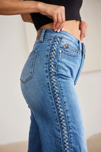 Load image into Gallery viewer, Judy Blue Full Size Braid Side Detail Wide Leg Jeans
