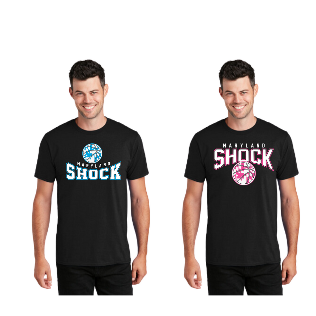 Shock travel basketball-adult tee- black