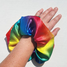 Load image into Gallery viewer, XXL Pride Rainbow Satin Scrunchie
