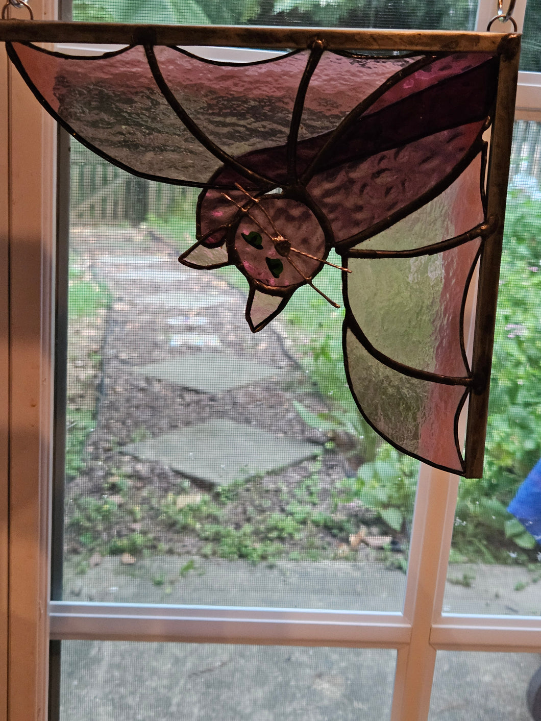 Stained Glass Corner Hanging Catty Bat - Purple