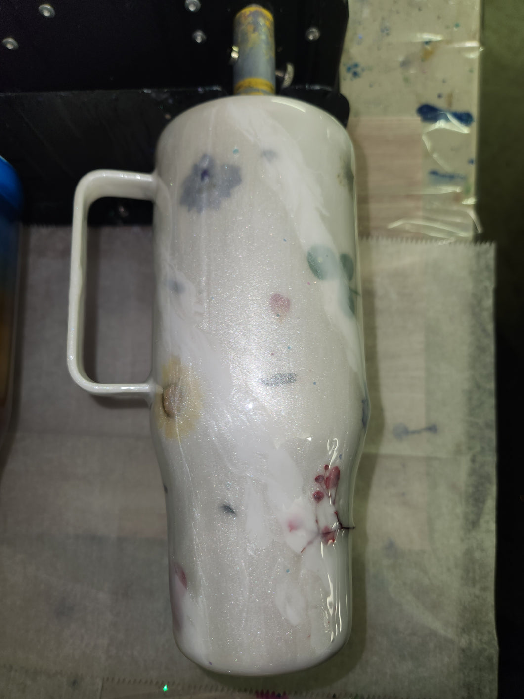 Dried Flower Milk Bath Tumbler with Handle 24 oz.