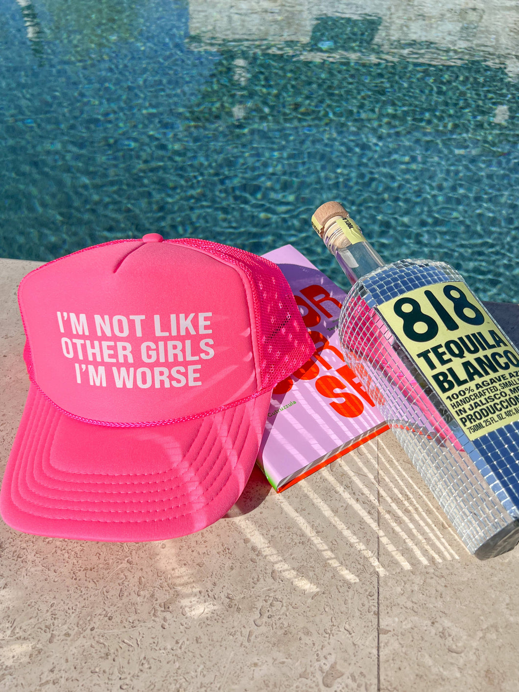 I'm Not Like Other Girls I'm Worse Trucker Hats - Summer Hat: pink/white (due May 29)