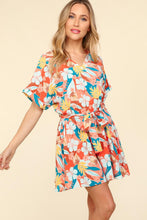 Load image into Gallery viewer, Haptics Tropical Floral Short Sleeve Tied Romper
