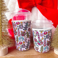 Load image into Gallery viewer, Coffee Cup Cover - Holiday Doodle: Large / 24oz
