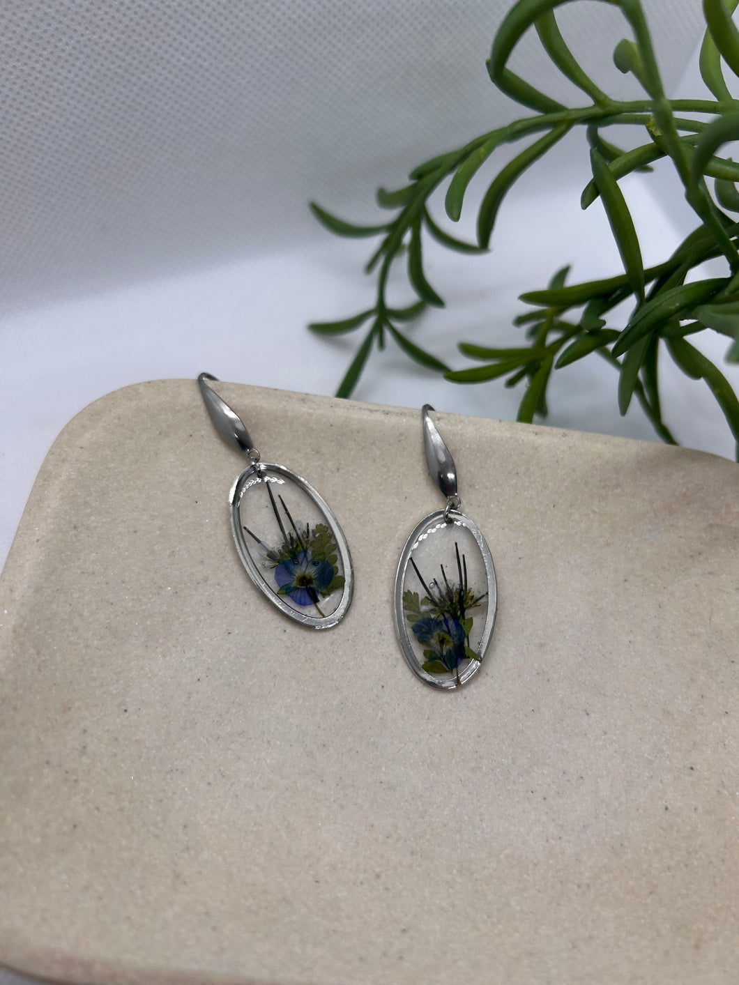 Blue floral earrings