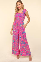 Load image into Gallery viewer, Haptics Printed Smocked Sleeveless Jumpsuit
