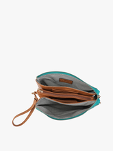 Load image into Gallery viewer, teal Arrowhead Crossbody w/ Guitar Strap: Teal/Tan
