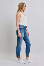 Load image into Gallery viewer, Judy Blue Full Size Plaid Print Cuff Straight Leg Jeans with Pockets
