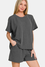 Load image into Gallery viewer, Zenana Rib Short Sleeve T-Shirt and Shorts Set
