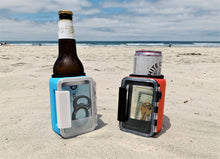 Load image into Gallery viewer, Kangaroozie (for slim cans &amp; bottles) - Koozie with Pocket: Pink Foam/White Compartment
