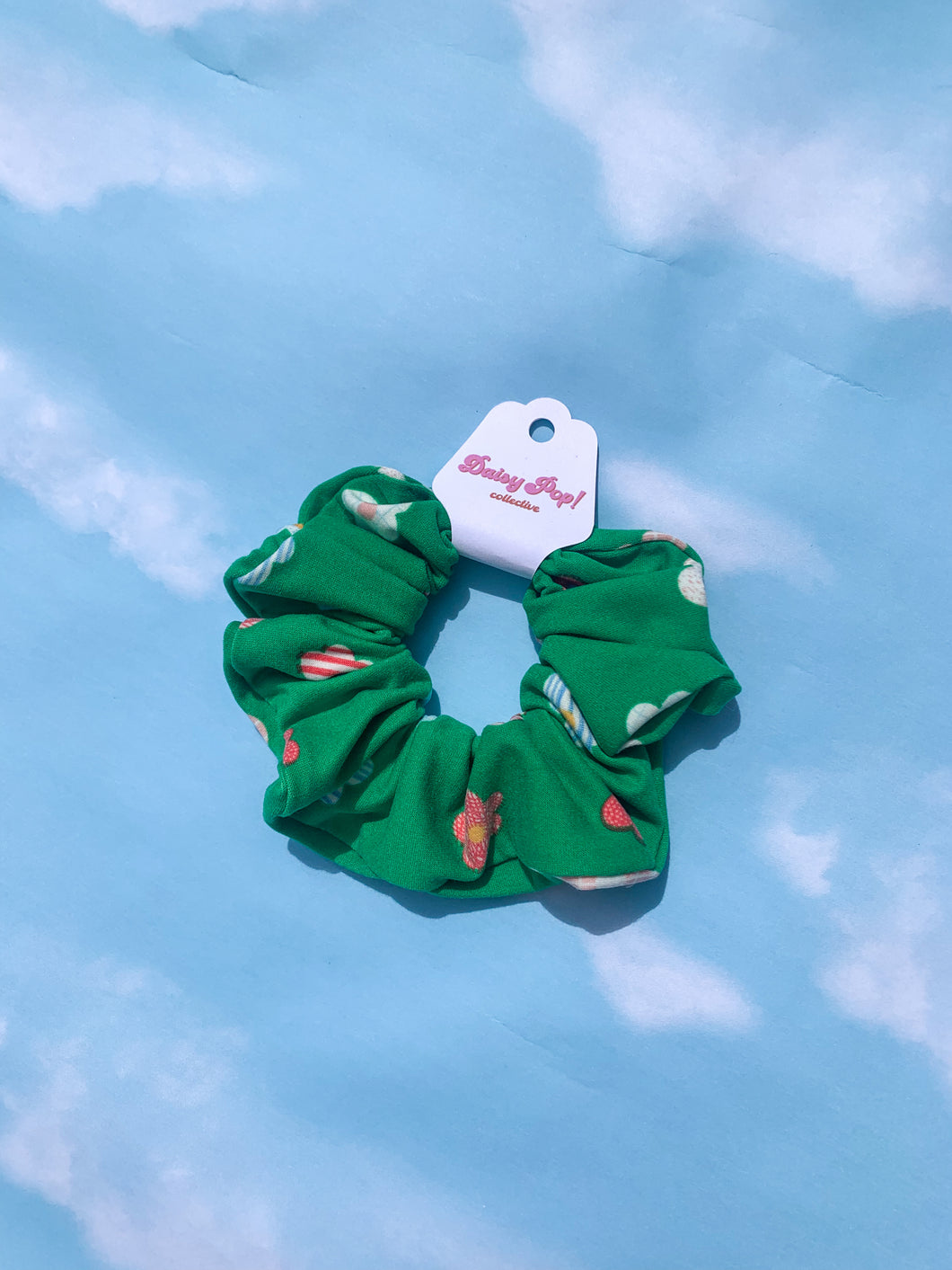 Green Daisy Scrunchie