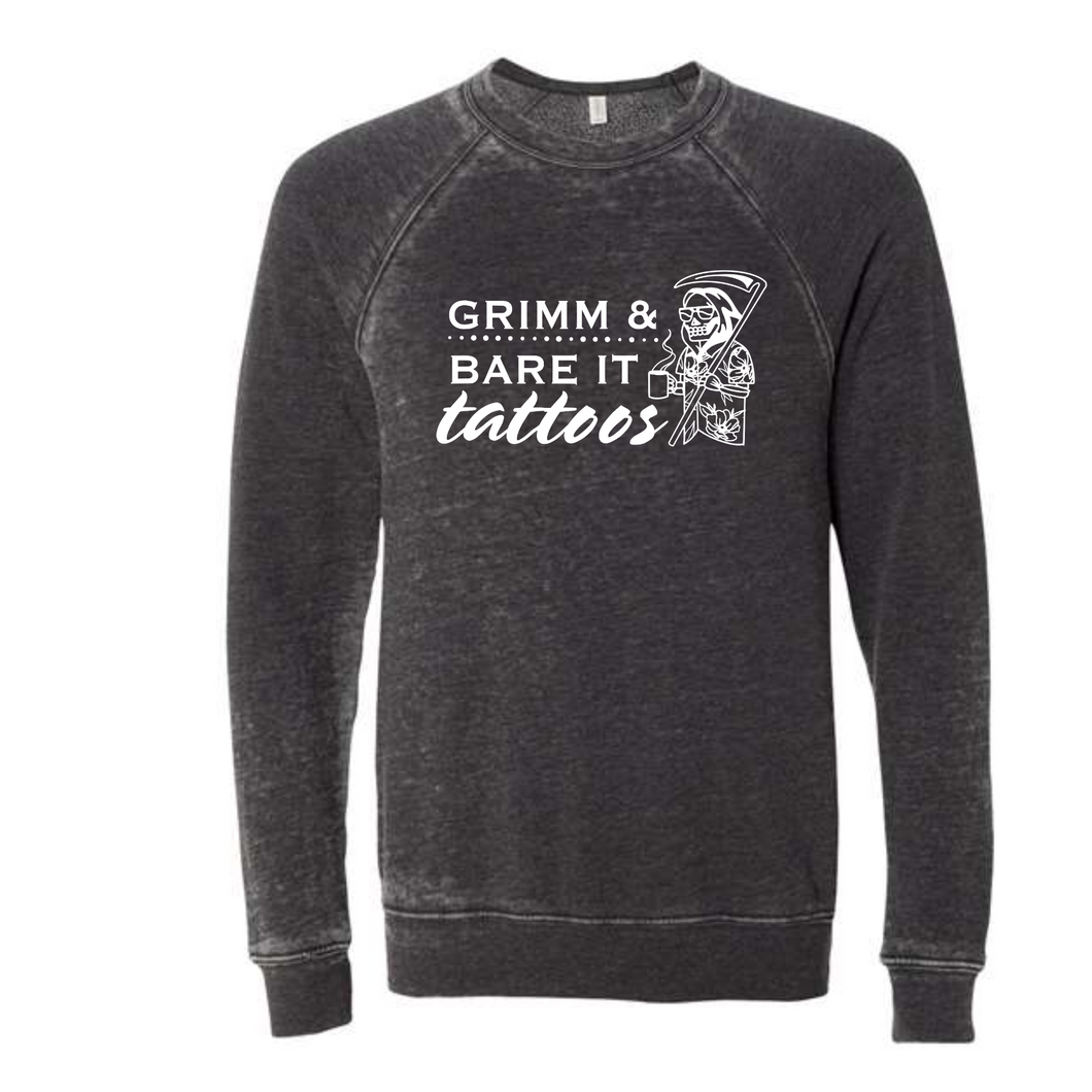 Grimm & Bare It- acid wash unisex crewneck-floral