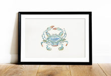 Load image into Gallery viewer, Blue Crab watercolor 8x10 print
