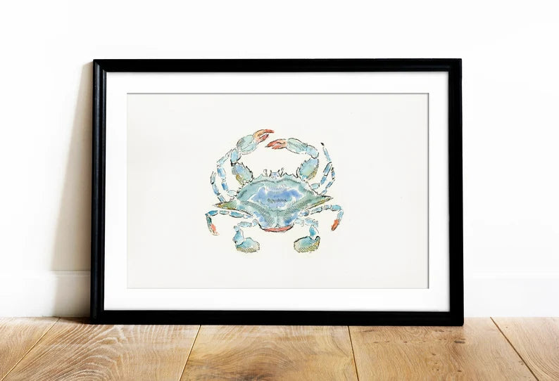 Blue Crab watercolor 8x10 print