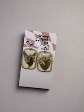 Load image into Gallery viewer, White floral bouquet silver drop stud earrings
