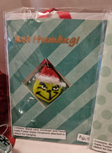 Load image into Gallery viewer, Bah Humbug Blank Card with Fused Glass Grinch
