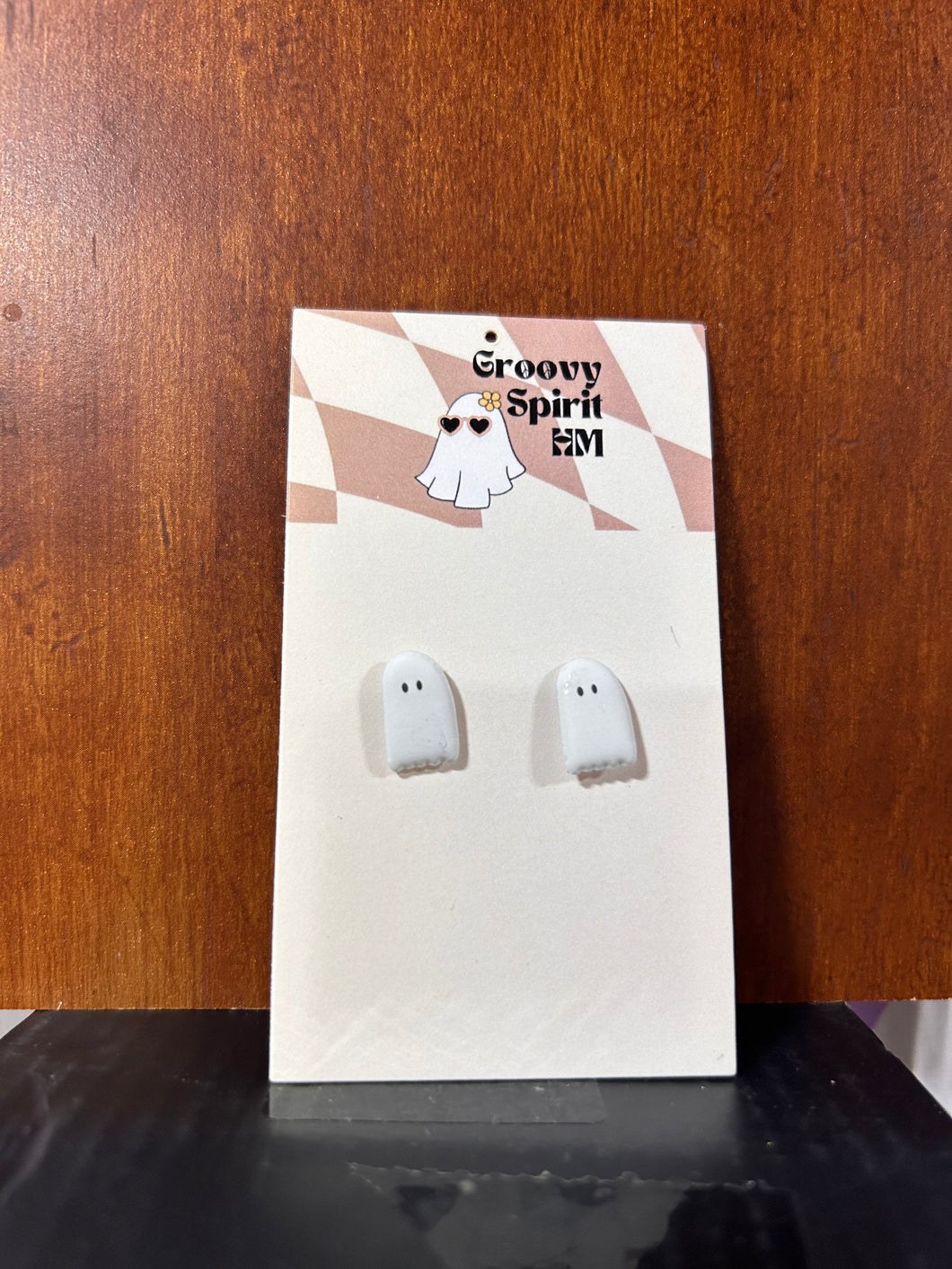 Puffy ghost stud earrings