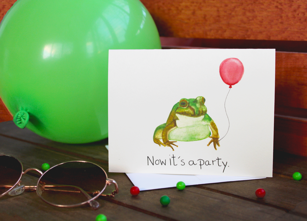 Now It's a Party Frog Birthday Card