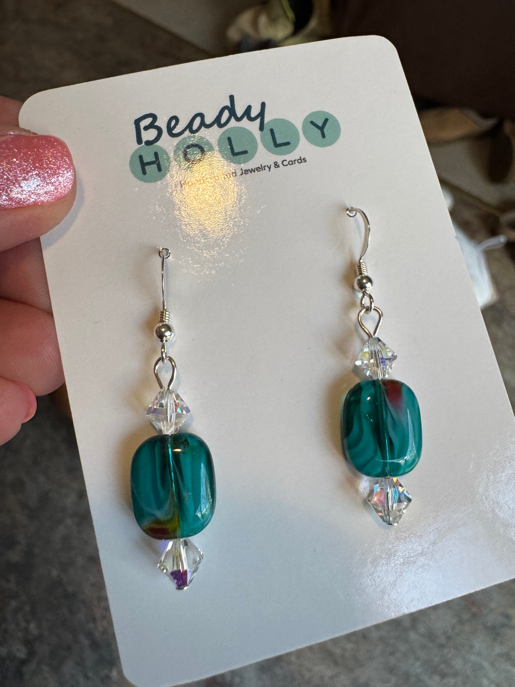 Turquoise Glass Earrings