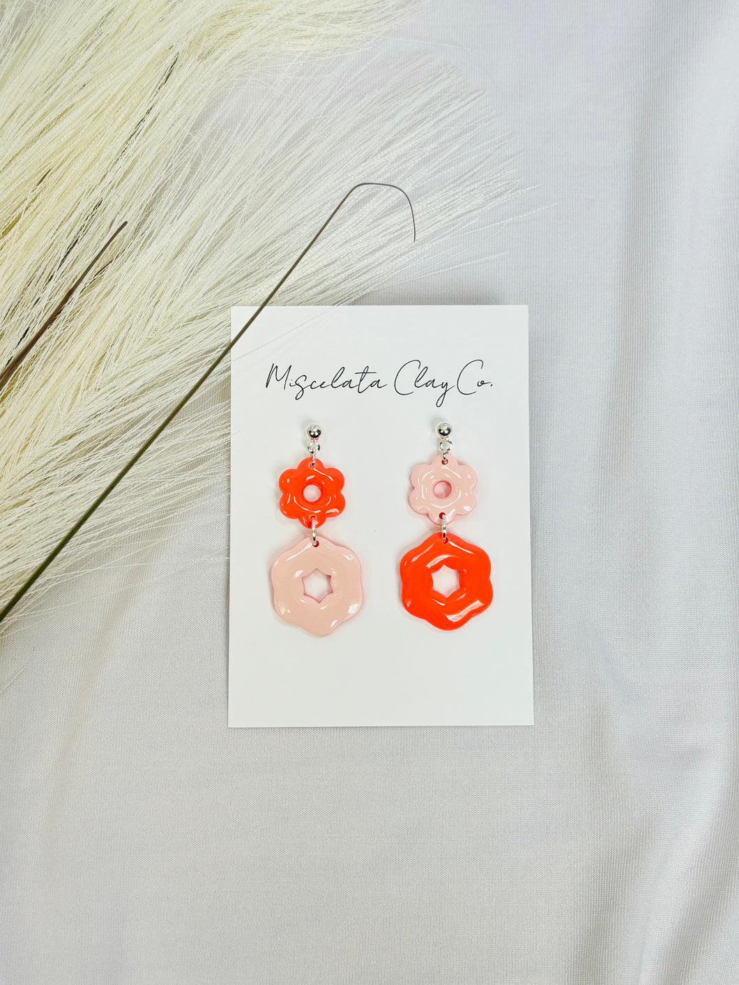 Mismatch Colored Small & Large Flower Dangles