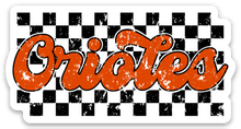 Load image into Gallery viewer, O's checkered baseball sticker
