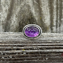 Load image into Gallery viewer, Amethyst evil eye ring size 6
