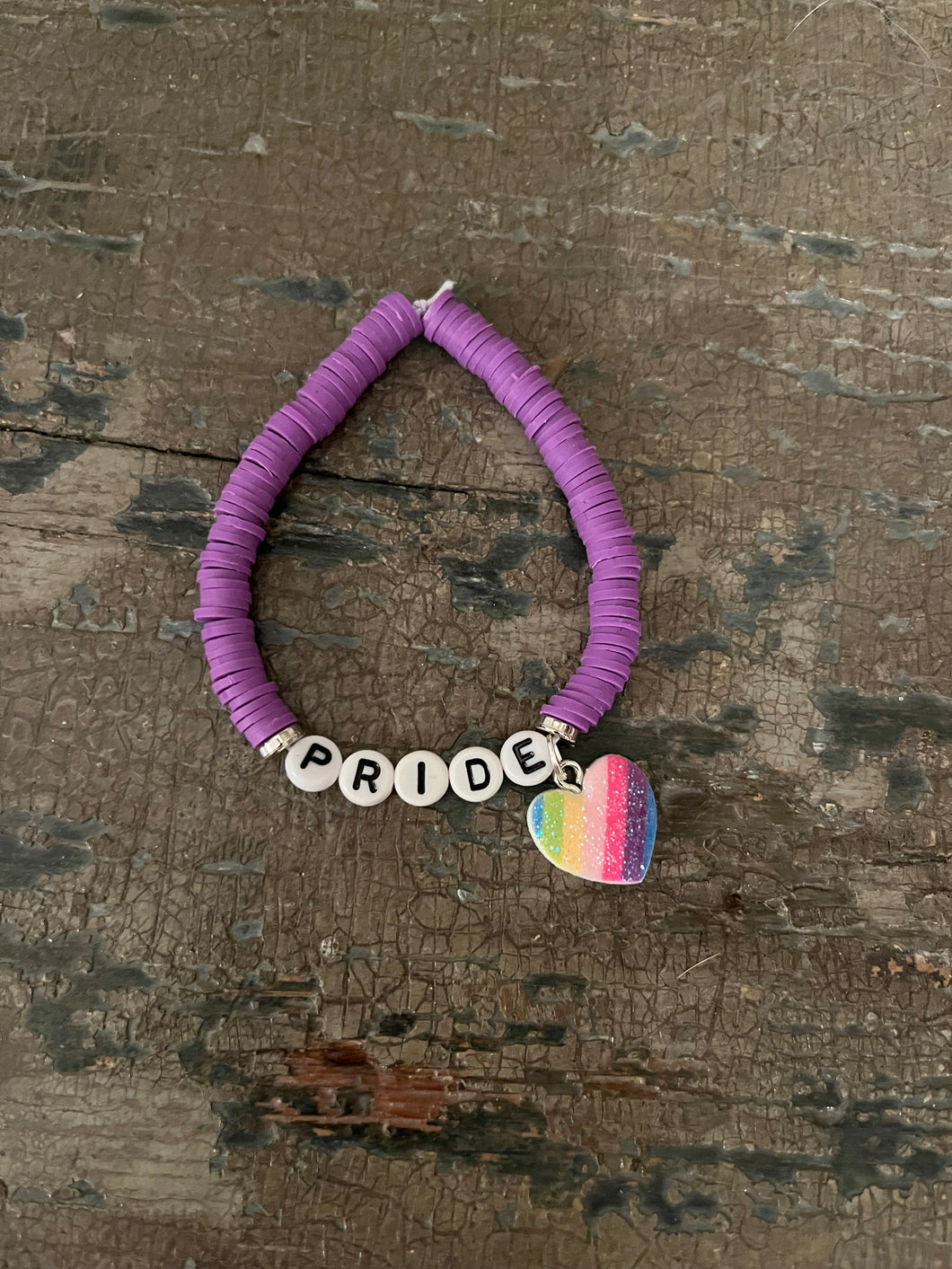 Purple Rainbow Heart Pride Bracelet