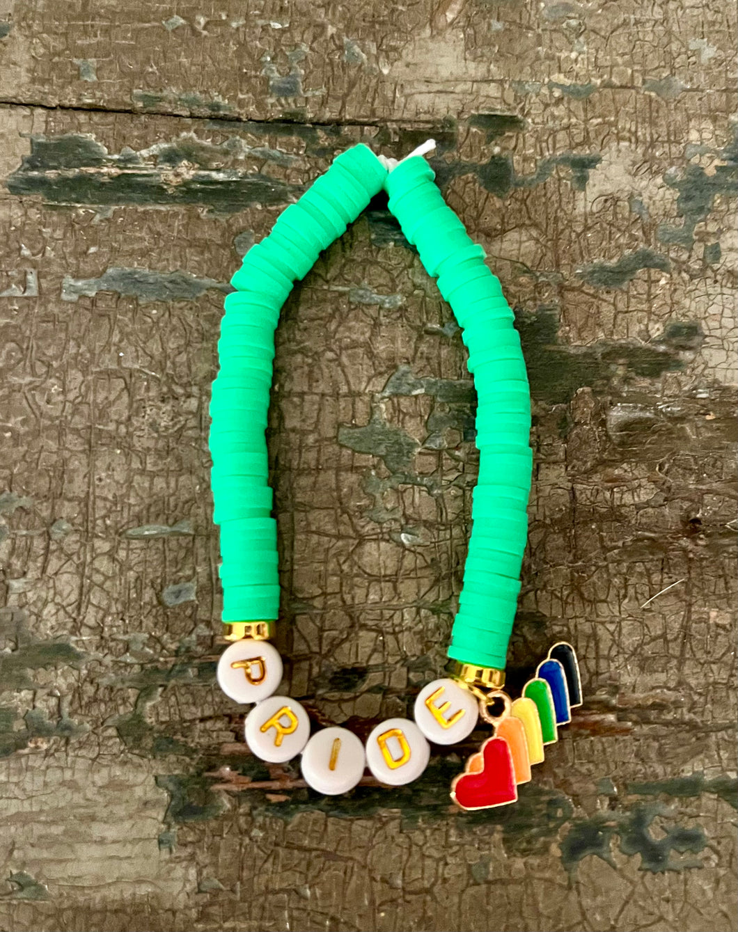 Green Rainbow Hearts Pride Bracelet