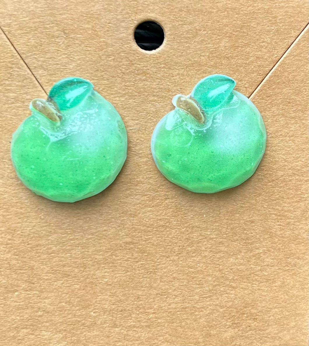 Green Apple Stud Earrings