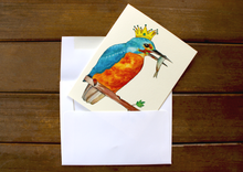 Load image into Gallery viewer, Crown Jewel-- Kingfisher Bird Painted Cardstock Card
