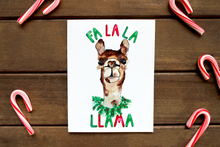 Load image into Gallery viewer, Fa La La Llama -- Silly Llama Christmas Holiday Pun Card
