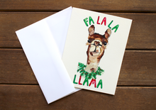 Load image into Gallery viewer, Fa La La Llama -- Silly Llama Christmas Holiday Pun Card
