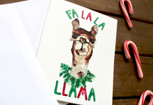 Load image into Gallery viewer, Fa La La Llama -- Silly Llama Christmas Holiday Pun Card
