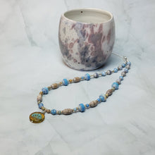 Load image into Gallery viewer, Lotus Flower Coin Paper Bead Necklace - 17&quot; with 2&quot; chain extender
