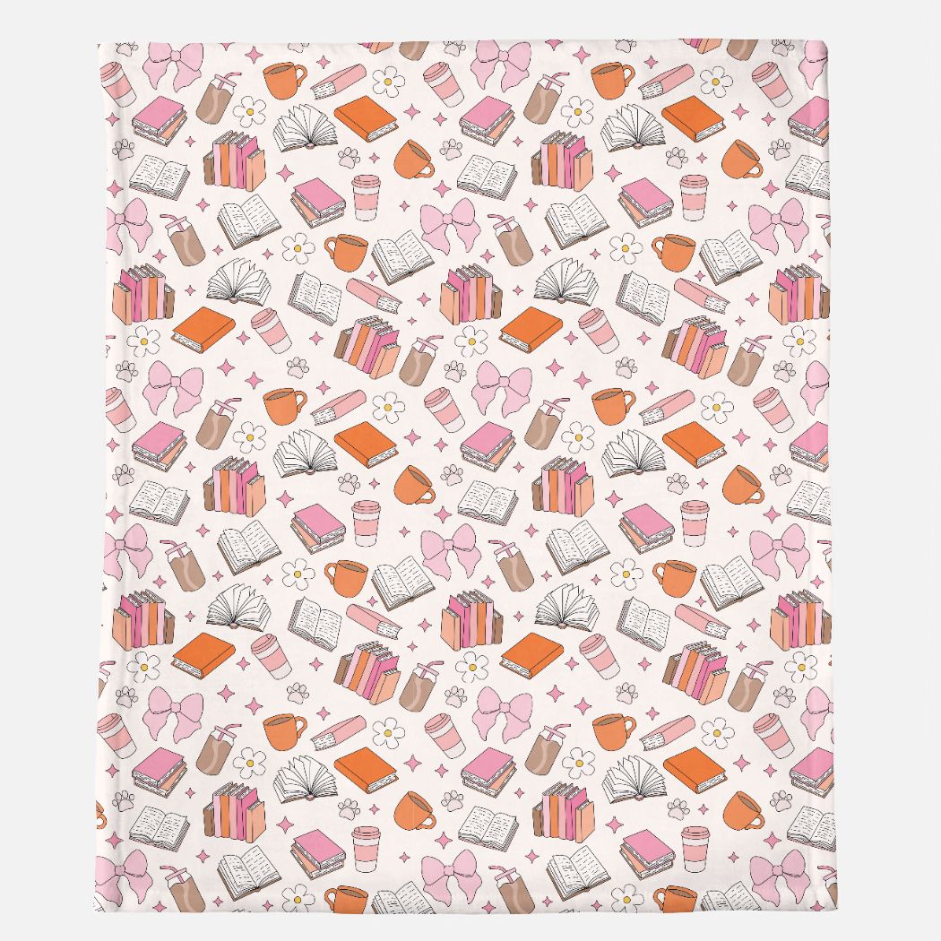 book/coffee- all over print minky blanket 50x60