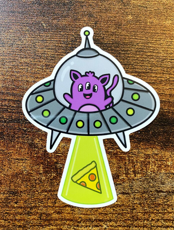 Pizza Alien Sticker