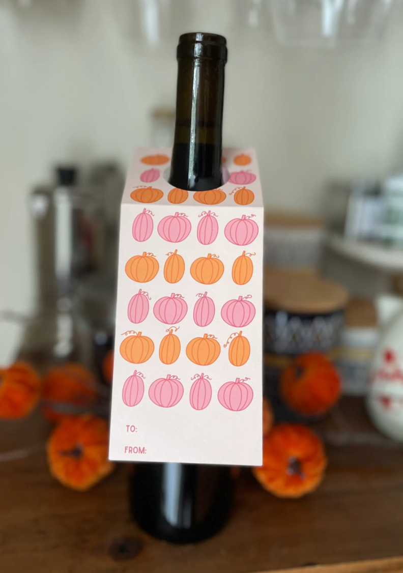 Pumpkin Wine Bottle Gift Tags - Pumpkin Gift Tag - Hostess Gift - Fall Gift Tag - Fall Wine Gift Tag