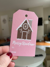 Load image into Gallery viewer, Pink Gingerbread House Gift Tags | Set of 8
