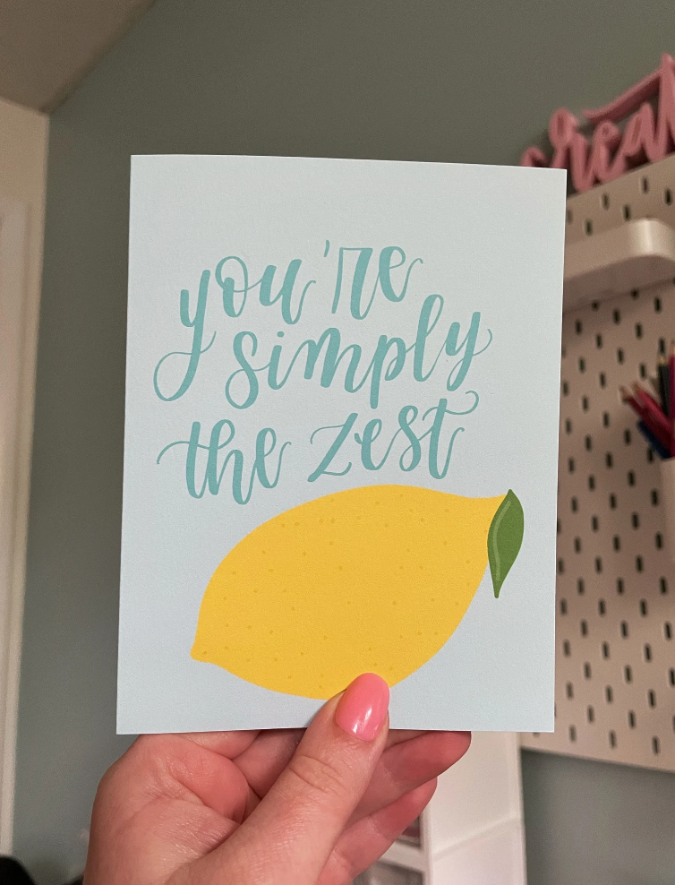 You’re Simply the Zest Card with Lemon | Funny Card | Friendship Greeting Card | Blue Card with Lemon | You’re Simply the Best| A2 card