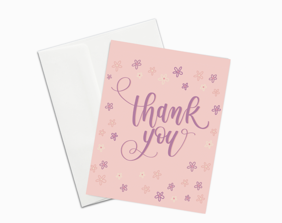 Thank you Card | Purple Floral Thank You Card | A2 Greeting Card | Pretty Thank You Note