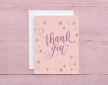 Load image into Gallery viewer, Thank you Card | Purple Floral Thank You Card | A2 Greeting Card | Pretty Thank You Note
