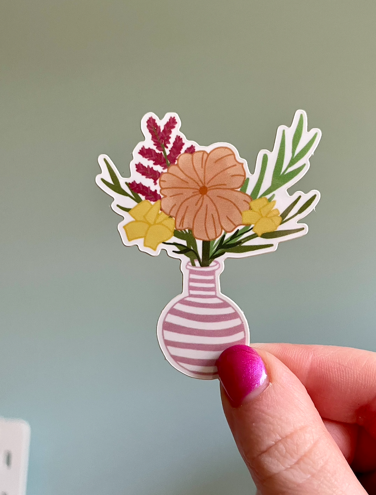 Bouquet in Pink Vase Sticker