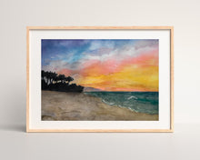 Load image into Gallery viewer, Sunset Beach Glow – Watercolor Print
